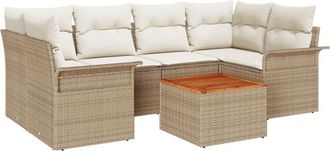 vidaXL Garden Sofa Set 7 pcs Beige Poly rattan Vidaxl