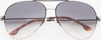 Victoria Beckham Fine Metal Pilot Sunglasses In Gold Black