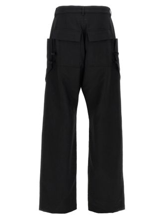 Rick Owens Mens Black Virgin Wool Cargo Pants