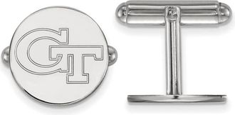 Diamond2Deal Sterling Silver Rhodium-plated Georgia Institute of Technology G-T Cuff Links