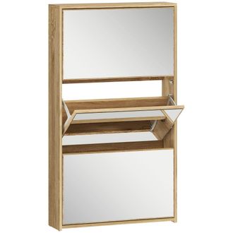 HOMCOM Zapatero estrecho 65x17x114.5 cm madera natural
