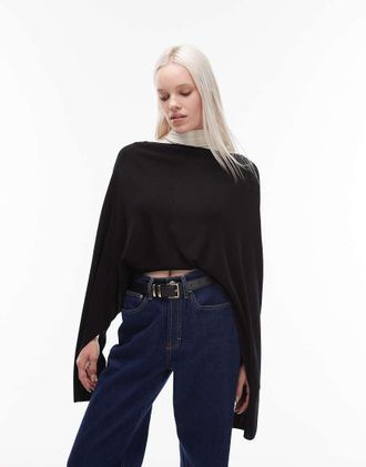 Arket Top a maniche lunghe nero con scollo a barchetta