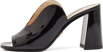 Prada Mules in pelle con tacco 70mm - Nero