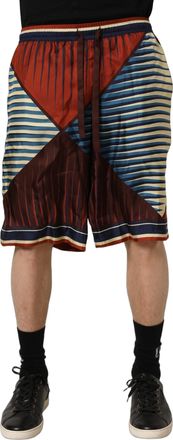 Dolce & Gabbana Multicolor Geometric Silk Men Bermuda Shorts