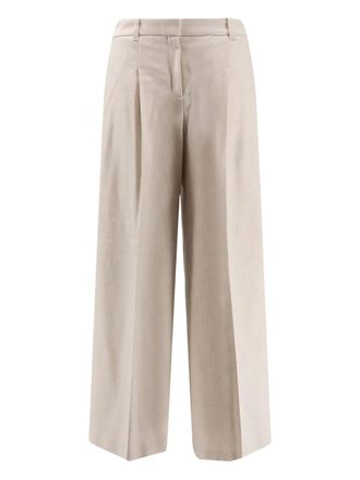 BOSS pleated trousers - women - Recycled Wool/Lyocell/Polyamide - 38 - Neutrals