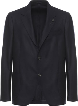 Lardini Tailored Wool Jacket with Classic Lapel and Iconic Pin