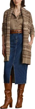 Lauren Ralph Lauren Fair Isle Belted Wool Blend Cardigan in Adirondack Heather Multi at Nordstrom, Size X-Large
