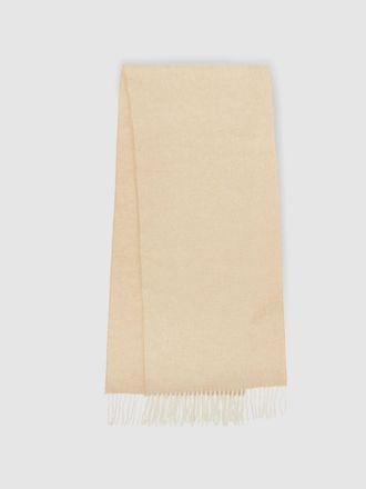Reiss Oatmeal & white Wool-blend Herringbone Scarf