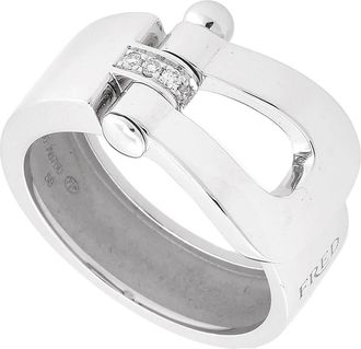 Fred Perry Force 10 Large Model 18k White Gold Ring, Size 58