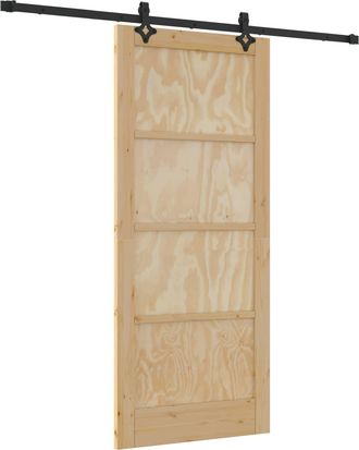 vidaXL Puerta Corredera Natural Y Negro 86 X 198,5 Cm Vidaxl