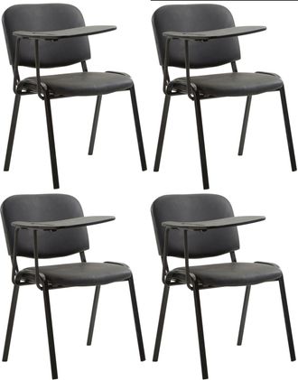 Clp Set De 4 Sillas Confidente Ken Con Mesa Extensible Para Escritura Negro