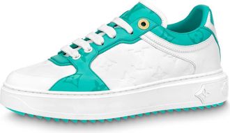Louis Vuitton (WMNS) LOUIS VUITTON Time Out Sneakers White and Teal Monogram 1AB349