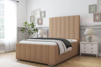 Comfort Beds Lorenzo Dumfries Bed Frame - 50 Upholstered Headboard in Light Brown | Size: Single