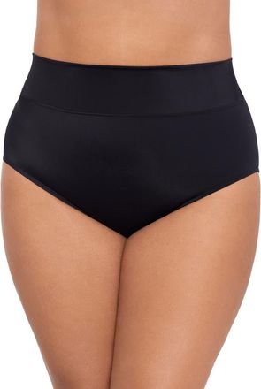 Trimshaper Wide Waistband Yoke-Top Control Swim Brief in Black at Nordstrom, Size 20W