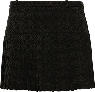 Marine Serre Moon Diamond-jacquard mini skirt - women - Viscose/Viscose/Elastane/Wool - 36 - Black