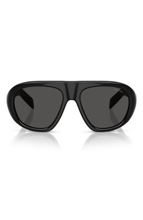 Prada 56mm Irregular Sunglasses in Black /Dark Grey at Nordstrom