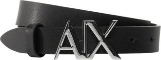 A|X Armani Exchange Accessoires, Dames, Zwart, 85 CM, Leer, Leren Riem met Logo