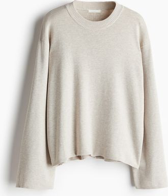 H&M Oversized Pullover mit gerundetem Saum. - Beige