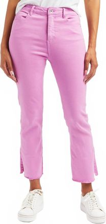 Tractr High Rise Crop Flare With Side Slit And Raw Hem In Peony Pink