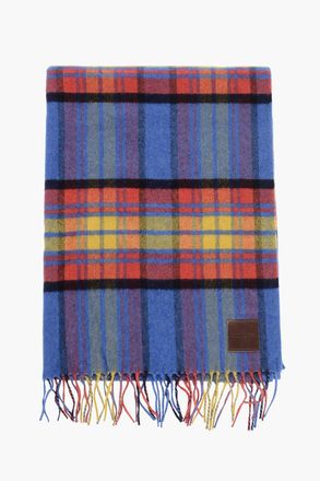 Dsquared2 Sciarpa in Cashmere e Seta a Quadri Tartan con Frange Dsquared2