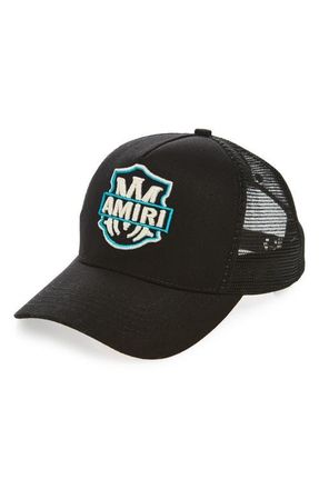 Amiri MA Logo Trucker Hat in Black at Nordstrom