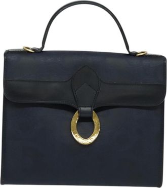 Dior Trotter Navy Canvas Handbag (Pre-Owned)