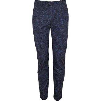 Lords of Harlech Jack Flat Front Stretch Sateen Pant in Madrid Paisley Navy at Nordstrom, Size 32 X 30