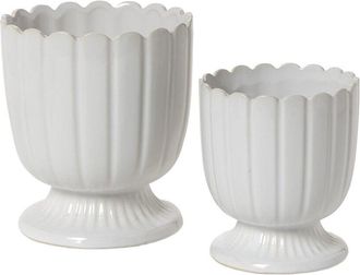 Two's Company Set Of 2 Scalloped Edge Planters