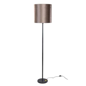 QAZQA L&aacute;mpara de pie negra con pantalla terciopelo marr&oacute;n 40 cm