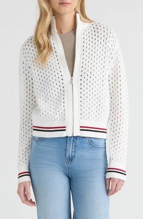 Hunter Stripe Openwork Bomber Jacket in Snow-White at Nordstrom Rack, Size X-Small