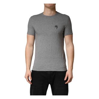 Dolce & Gabbana T-Shirts, male, Gray, Size: XS DG Logo Crew Neck Underwear T-Shirt