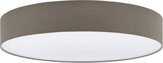 Loops Flush Ceiling Light Colour White Shade Taupe White Fabric Bulb E27 5x25W