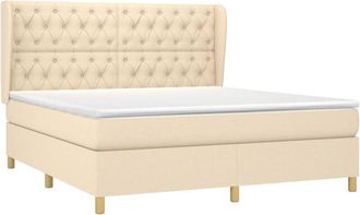 vidaXL Vidaxl - Cama Box Spring Con Colch&oacute;n Tela Color Crema 160x200 Cm