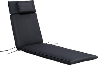 OUTSUNNY Garden Sun Lounger Chair Cushion Reclining Relaxer Indoor Outdoor Black