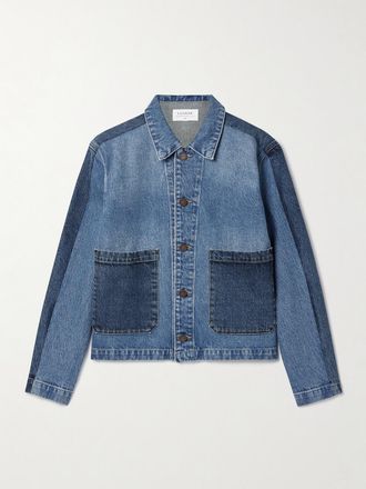 La Ligne Giacca Cropped In Denim Bicolore A Pannelli Val - Blu