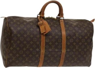 Louis Vuitton Tweedehands Canvas Louis Vuitton tassen - Dames - Vintage Weekendtas - Bruin - ONE Size - Leer - Vintage