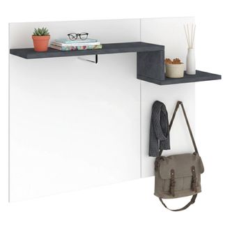 Dmora Perchero Horizontal, Made In Italy, Con Ganchos Y Tubo Para Perchas, Mueble De Entrada, 120x30h100 Cm, Blanco Brillante Y Gris Pizarra, Con Embalaje R