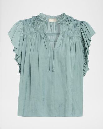 Ulla Johnson Agosta Flutter-Sleeve Blouse