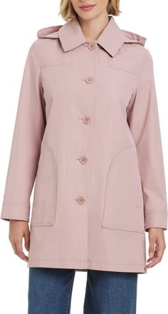 Kate Spade New York Water Resistant Coat with Removable Hood in Dusty Rose at Nordstrom, Size X-Small