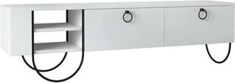 Dmora Dmora - Mueble de televisión Malina, Aparador de salón, Mueble bajo para tv, Base de pared equipada, 150x36 h44 cm, Blanco