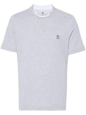 Brunello Cucinelli T-shirt con ricamo - Grigio