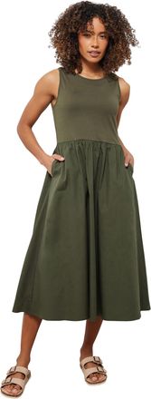 M&Co Womens Green Sleeveless Cotton Midi Dress - Womens