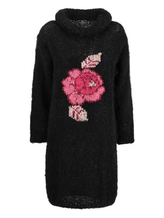 Vintage high-collar embroidered sweater - Black