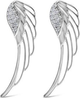 House of Brilliance 14K White Gold 1/4 Cttw Lab Grown Diamond Angel Wing Stud Earrings at Nordstrom