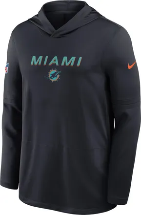 Nike Miami Dolphins Rivalries Collection Sideline Nike Mens Dri-FIT NFL Long-Sleeve Hooded Top in Blue | 03B94FA9P-3NZ