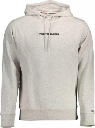 Tommy Hilfiger Mens Jeans Hoodie Minimalist Logo - Light Grey Cotton - Size 2XL
