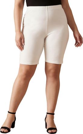 Jessica London Everyday Stretch Cotton Bike Short in White at Nordstrom, Size 32