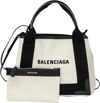 Balenciaga Pre-owned Navy Cabas XS - Dames - Vintage Shopper - Wit - ONE Size - Leer - Vintage