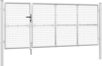vidaXL Puerta De Malla De Jard&iacute;n Acero Galvanizado Plateado 350x175cm Vidaxl