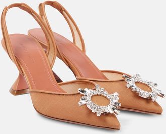 Amina Muaddi Pumps slingback Begum 70 in mesh con cristalli